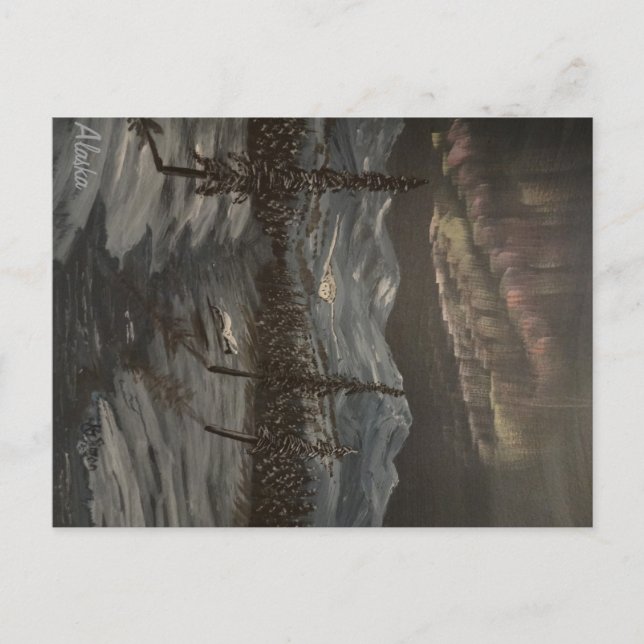 Snowy Owls and Dancing Aurora Postcard Postkarte (Vorderseite)