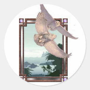 Snowy Owls Runder Aufkleber