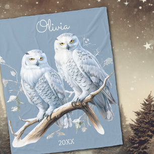 Snowy Owls Winter Personalisiert Fleecedecke