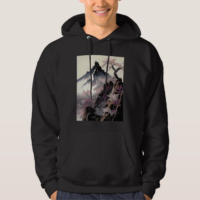 snowy peak mountain Cherry Blossom Awesome Japan Hoodie (Vorderseite)