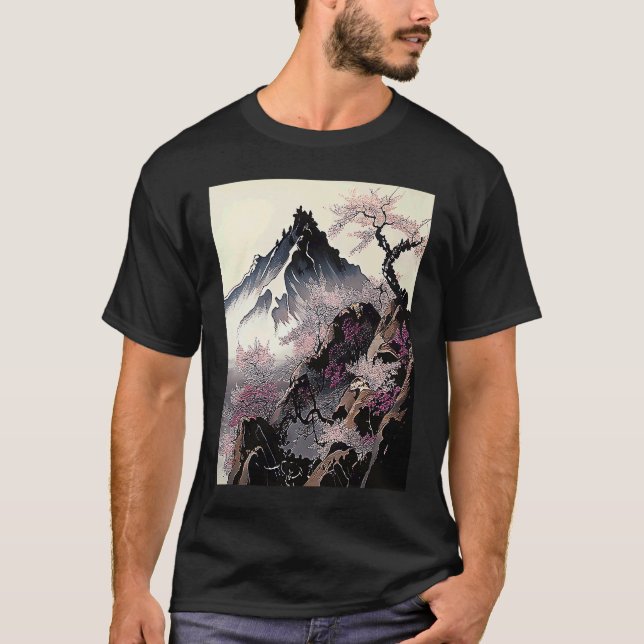 snowy peak mountain Cherry Blossom Awesome Japan T-Shirt (Vorderseite)