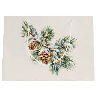 Snowy Pine Branch Große Geschenktüte