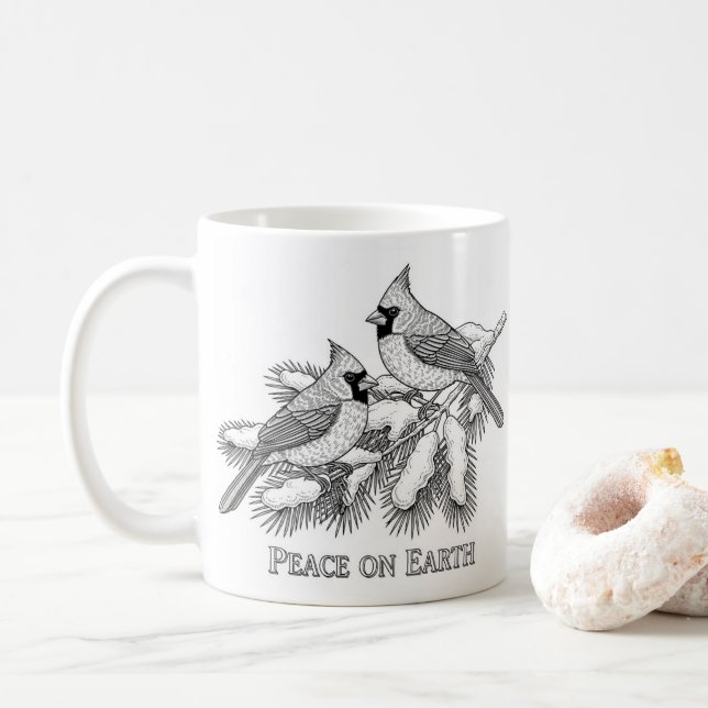  Snowy Pine Branch Holiday Shirt Kaffeetasse (Mit Donut)