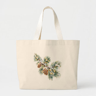 Snowy Pine Branch Jumbo Stoffbeutel