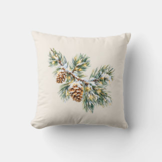 Snowy Pine Branch Kissen
