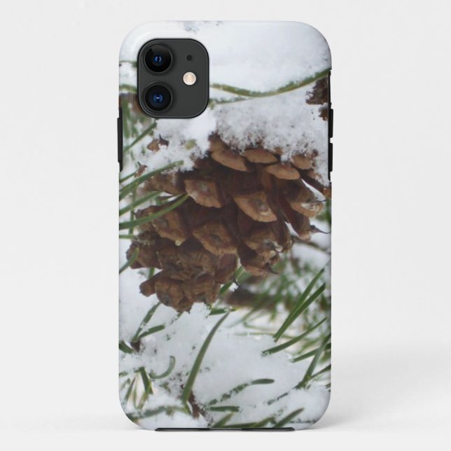 Snowy Pine Cone I Winter Nature Fotografy Case-Mate iPhone Hülle (Rückseite)