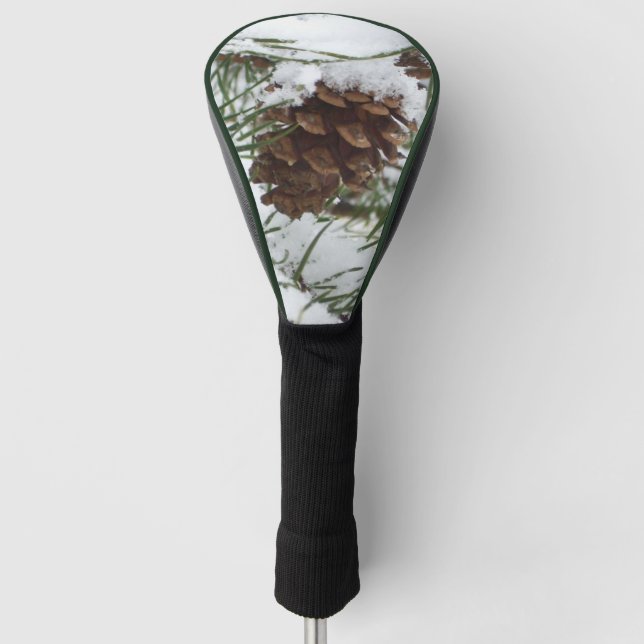 Snowy Pine Cone I Winter Nature Fotografy Golf Headcover (Vorderseite)