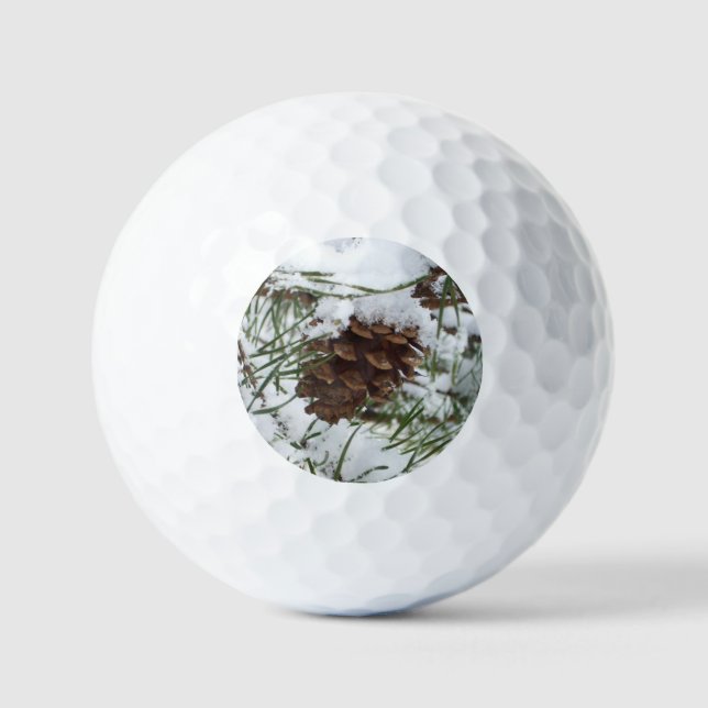 Snowy Pine Cone I Winter Nature Fotografy Golfball (Vorderseite)