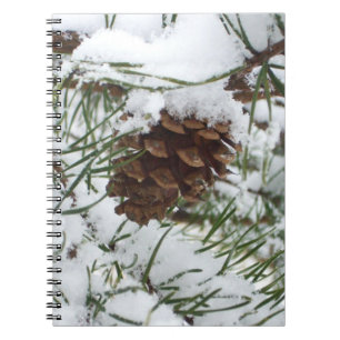 Snowy Pine Cone I Winter Nature Fotografy Notizblock