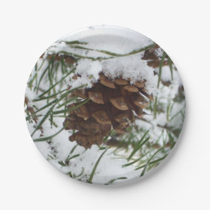 Snowy Pine Cone I Winter Nature Fotografy Pappteller