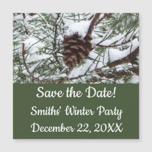 Snowy Pine Cone II Winterlandfotografie Magnetkarte