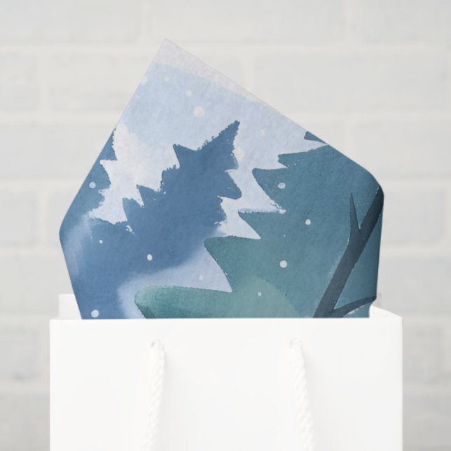 Snowy Pine Forest | Winterfarbe Seidenpapier (Geschenk Tasche)