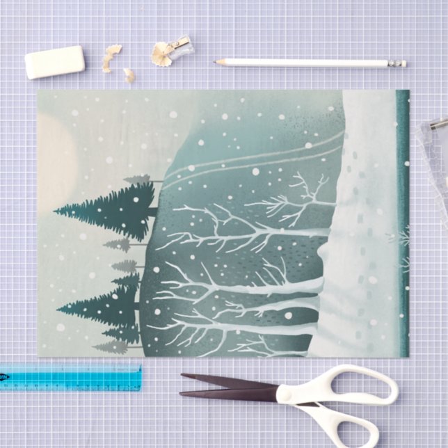 Snowy Pine Forest | Woodland Christmas Holiday Seidenpapier (Handwerk)
