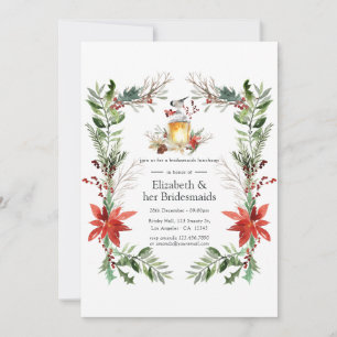 Snowy Pine & Spruce Christmas Bridesmaids Luncheon Einladung
