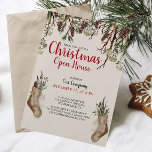 SNOWY PINES Company Christmas Open House Einladung<br><div class="desc">SNOWY PINES Weihnachtsaufenthalt - Mit einer Garage mit natürlichen Kiefernbäumen, Kiefernfüßen, Ästen und Blumen und mit natürlichen Strümpfen, die über saisonale Vegetation ragen, ist dieses Weihnachtsaufenthalt in einer festlichen, handgeschriebenen Kalligraphie und einer wunderschönen schwarzen Sans-Serifentypografie verfasst. Auf der Rückseite der Karte befindet sich ein schneebedeckter Winterbaumzweig, der mit Ziergegenständen tropft....</div>