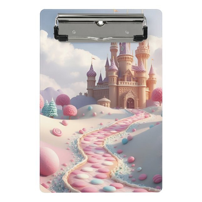 Snowy Pink Candy Land Fairy Castle Mini Klemmbrett (Vorderseite)