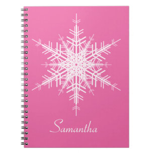 Snowy Pink Snowflake Notebook Notizblock