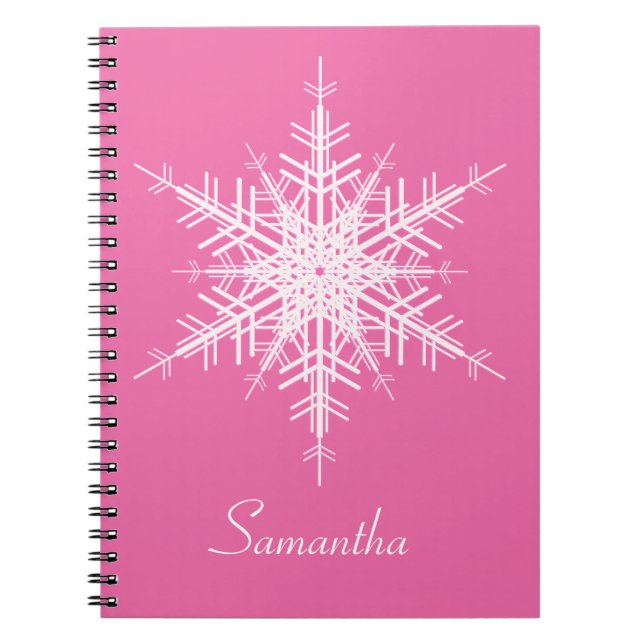 Snowy Pink Snowflake Notebook Notizblock (Vorderseite)