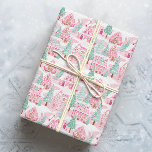 Snowy Pink und Green Christmas Gingerbrett Stadt Geschenkpapier<br><div class="desc">PreppyPrint.com - Feiern Sie Weihnachten im Stil! Fügen Sie dem Packpapier Ihre personalisierte Touch hinzu. Übertragen Sie dieses Design auch auf die Produkte Ihrer Wahl! Bitte besuchen Sie meinen Designer-Shop,  PreppyPrint.com,  um die Dinge zu koordinieren.</div>