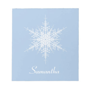 Snowy Powder Blue Snowflake Editor Notizblock