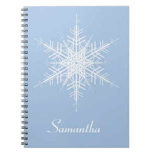 Snowy Powder Blue Snowflake Notebook Notizblock