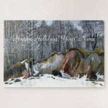 Snowy ravine painting Aquarell