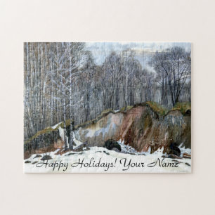 Snowy ravine painting Aquarell Puzzle