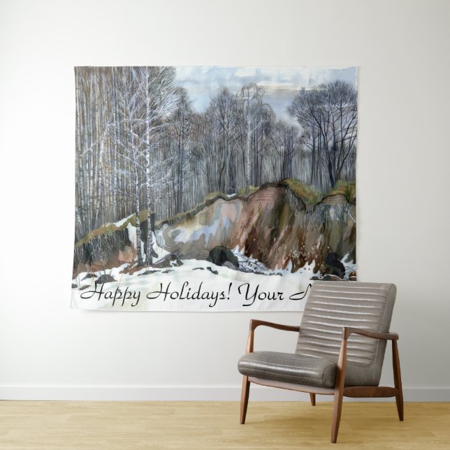 Snowy ravine painting Aquarell Wandteppich (Beispiel (Horizontal))
