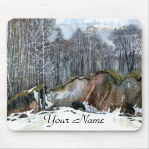 Snowy ravine painting Aquarellmingpad Mousepad
