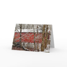 Snowy Red Ashland Covered Bridge in Delaware