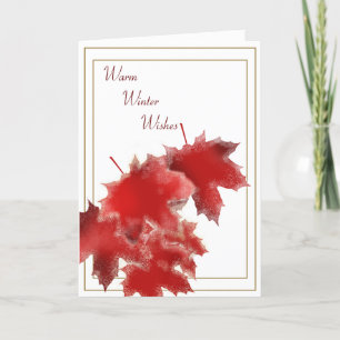 Snowy Red Blätter Holiday Card Feiertagskarte
