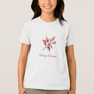 Snowy Red Blätter Weihnachtsfeiertag T - Shirt