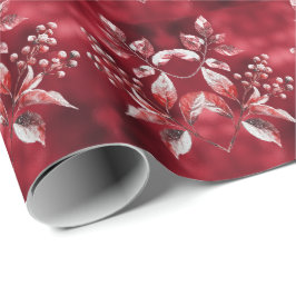 Snowy Red Blätter Weihnachtswrapping Paper Geschenkpapier