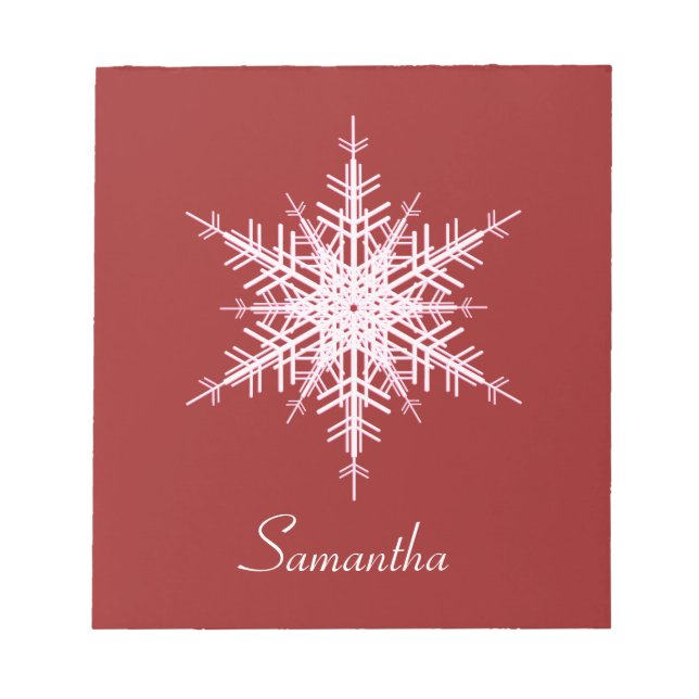 Snowy Red Snowflake Notepad Notizblock (Vorderseite)