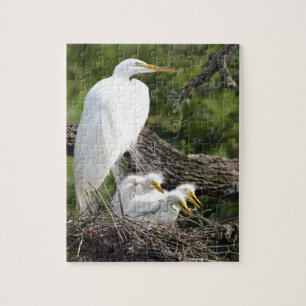 Snowy-Reiher-Familie Puzzle