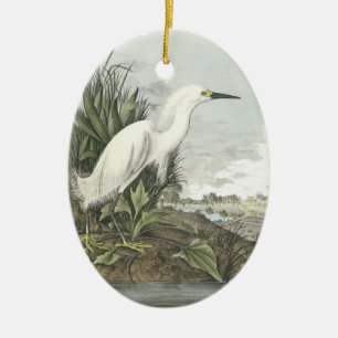 Snowy-Reiher, John Audubon Keramik Ornament
