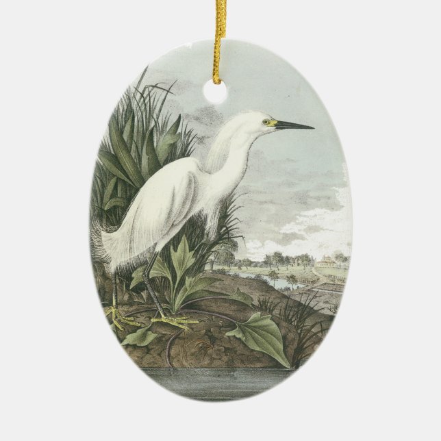 Snowy-Reiher, John Audubon Keramik Ornament (Vorne)