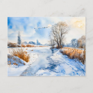 Snowy Riverbank im Winter Havelland Postkarte