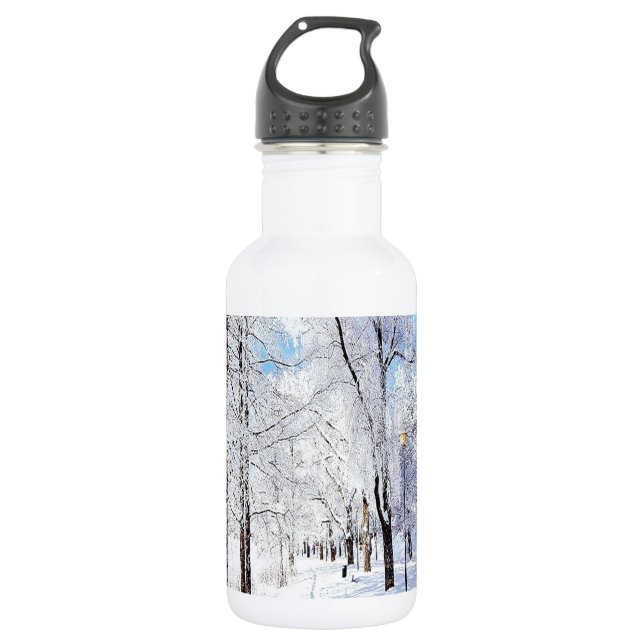 Snowy Road Edelstahlflasche (Vorderseite)