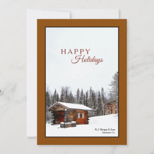 Snowy Rustic Cabin Holiday Card Feiertagskarte