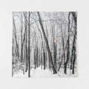 Snowy Scene in Woodland Michigan Wandteppich