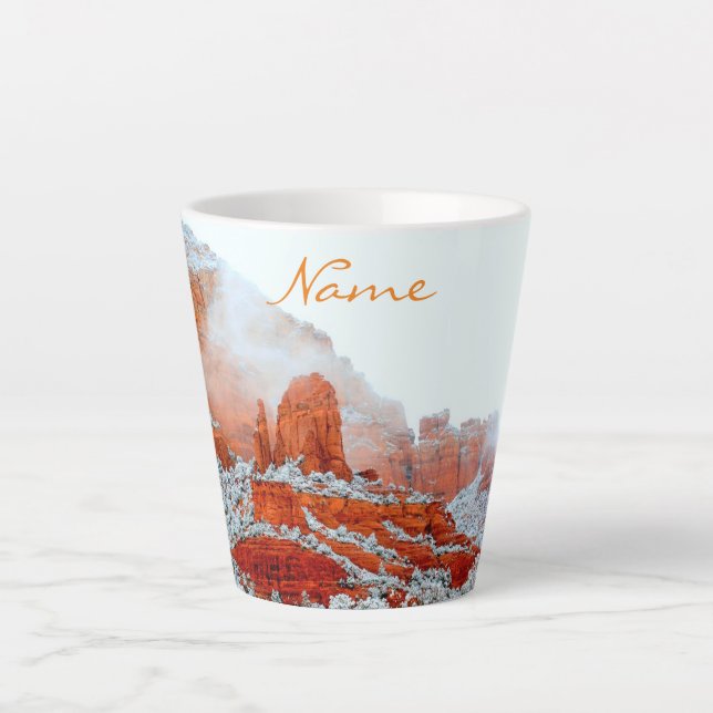Snowy Sedona Rock Thunder_Cove Milchtasse (Vorderseite)