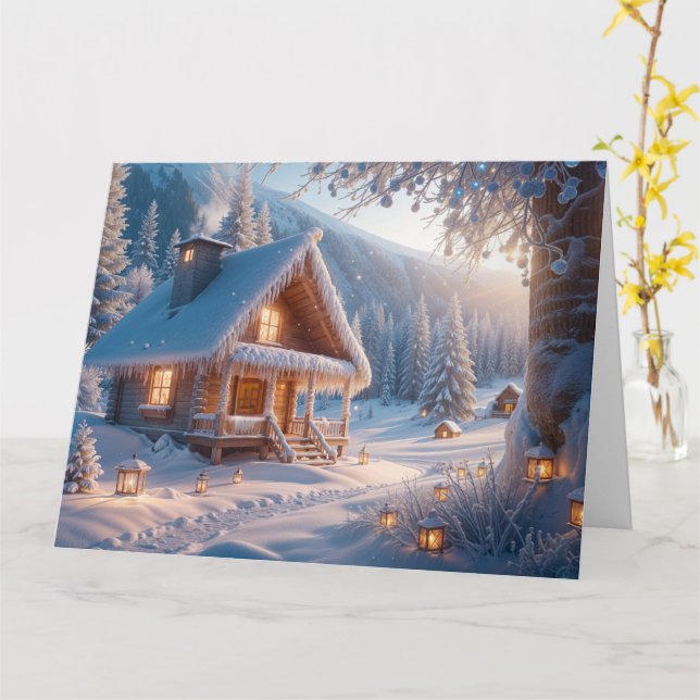 Snowy Serenity: Warme Wünsche für ein schönes neue Karte (Gelbe Blume)