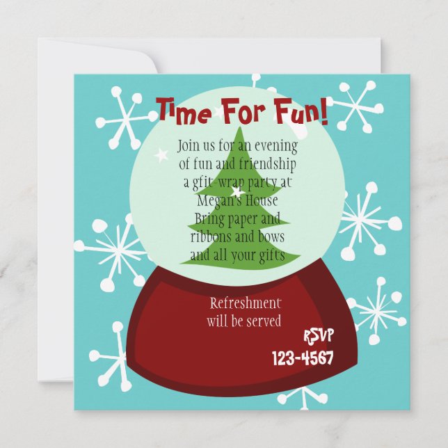 Snowy Snow-Globe Einladung (Vorderseite)