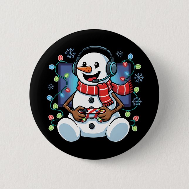 Snowy Snowman Gamer Button (Vorderseite)