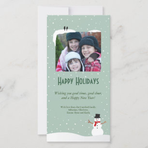 Snowy Snowman Holiday Foto Card Feiertagskarte