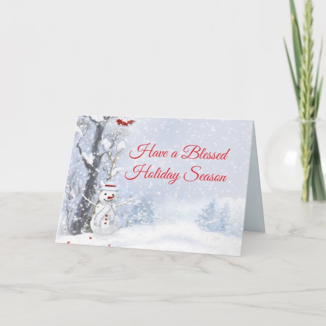 Snowy Snowman Holiday Karte (Vorderseite)