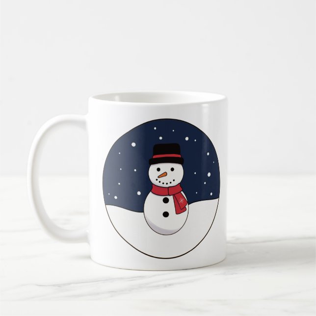 Snowy Snowman Winternacht Kaffeetasse (Links)