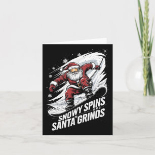 Snowy Spins Santa Grinds Snowboarder Weihnachtsfes Karte