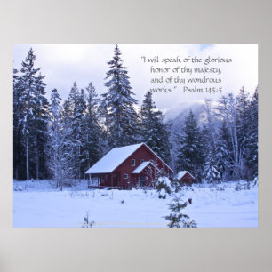 Snowy Splendor Print w/Scripting Verse Poster